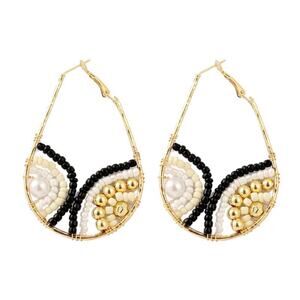 Teardrop Hoop Bead  Earrings